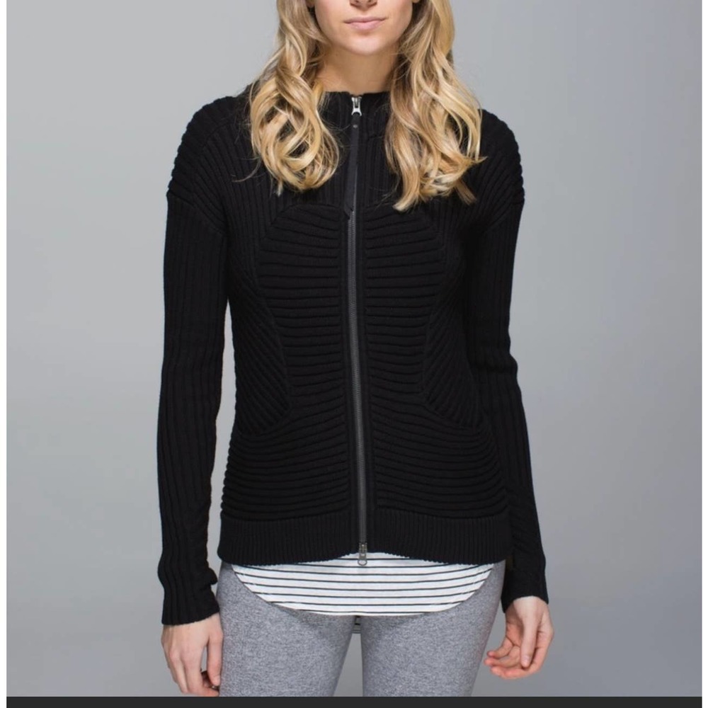Lululemon Embrace Black Knitted Sweater Hoodie Rare Womens Size: 10